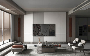 电视机满墙柜客厅装饰现代简约风