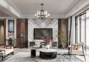 电视机满墙柜客厅装饰现代简约风