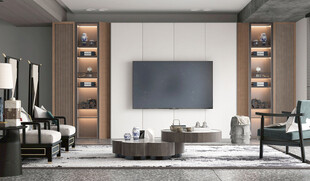 电视机满墙柜客厅装饰现代简约风