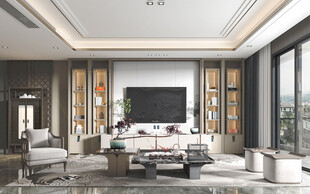 电视机满墙柜客厅装饰现代简约风