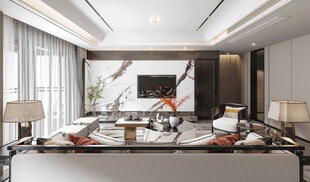 电视机满墙柜客厅装饰现代简约风