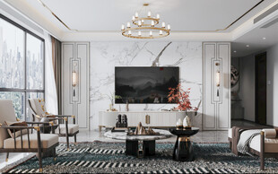 电视机满墙柜客厅装饰现代简约风