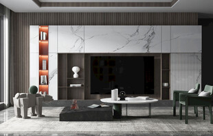 电视机满墙柜客厅装饰现代简约风