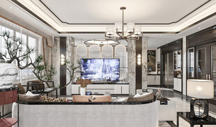 电视机满墙柜客厅装饰现代简约风