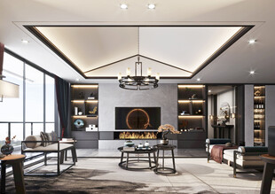 电视机满墙柜客厅装饰现代简约风