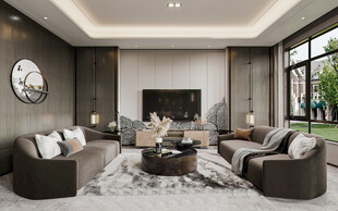 电视机满墙柜客厅装饰现代简约风