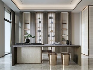 现代简约高级感新中式复古风书房