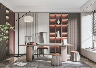 现代简约高级感多功能新中式书房