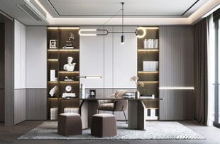 现代简约高级感多功能新中式书房