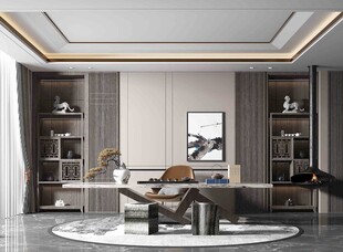 现代简约高级感多功能新中式书房