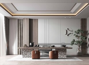 现代简约高级感多功能新中式书房