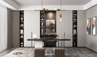 现代简约高级感多功能新中式书房