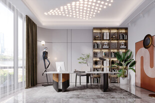 现代简约高级感多功能新中式书房