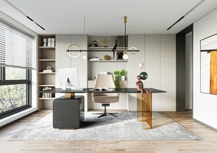 现代简约高级感多功能新中式书房