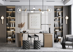 现代简约高级感多功能新中式书房