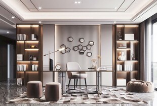 现代简约高级感多功能新中式书房