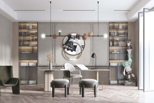 现代简约高级感多功能新中式书房