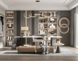 现代简约高级感多功能新中式书房