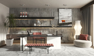 现代简约高级感多功能新中式书房