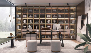 现代简约高级感多功能新中式书房