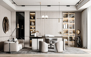 现代简约高级感多功能新中式书房