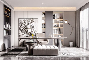 现代简约高级感多功能新中式书房