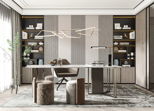 现代简约高级感多功能新中式书房