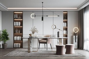 现代简约高级感多功能新中式书房