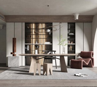 现代简约高级感多功能新中式书房