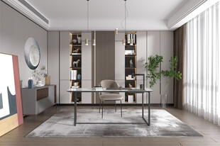 现代简约高级感多功能新中式书房