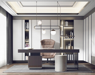 现代简约高级感多功能新中式书房