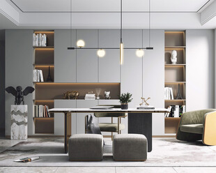 现代简约高级感多功能新中式书房