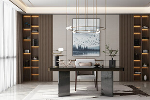 现代简约高级感多功能新中式书房