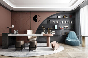 现代简约高级感多功能新中式书房