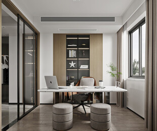 现代简约高级感多功能新中式书房