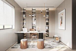 现代简约高级感多功能新中式书房