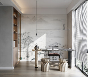 现代简约高级感多功能新中式书房