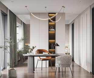 现代简约高级感多功能新中式书房