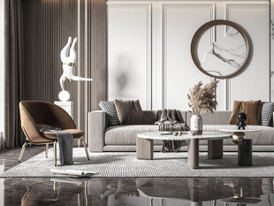 现代简约高级感新中式复古风客厅