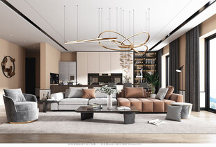 现代简约高级感新中式复古风客厅