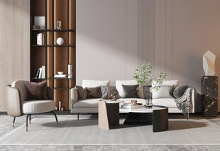 现代简约高级感新中式复古风客厅