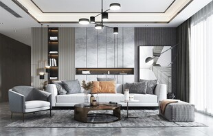 现代简约高级感新中式复古风客厅