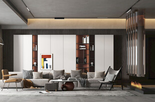 现代简约高级感新中式复古风客厅