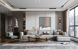 现代简约高级感新中式复古风客厅