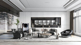 现代简约高级感新中式复古风客厅