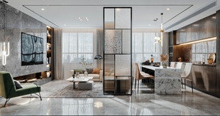 现代简约高级感新中式复古风客厅