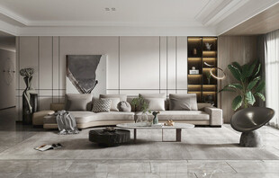 现代简约高级感新中式复古风客厅