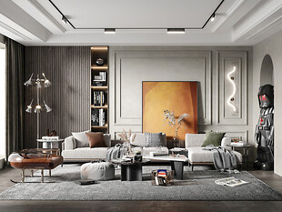现代简约高级感新中式复古风客厅
