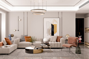 现代简约高级感新中式复古风客厅