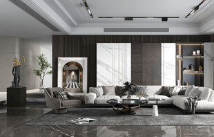 现代简约高级感新中式复古风客厅